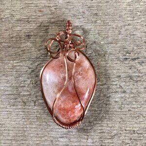 Sunstone Agate Wire Wrapped Necklace Pendant